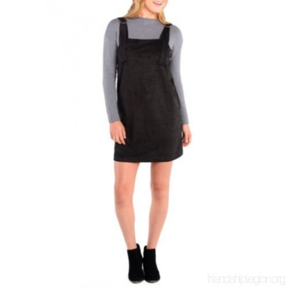 Kensie faux suede square neck pinafore dress